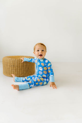 Little Sleepies Blue Cookies & Milk Convertible Romper/Sleeper, Little Sleepies, Bamboo Pajamas, CM22, Cookies & Milk, Coverall, Footie, Little Sleepies, Little Sleepies Bamboo, Little Sleepi