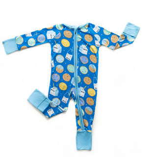 Little Sleepies Blue Cookies & Milk Convertible Romper/Sleeper, Little Sleepies, Bamboo Pajamas, CM22, Cookies & Milk, Coverall, Footie, Little Sleepies, Little Sleepies Bamboo, Little Sleepi
