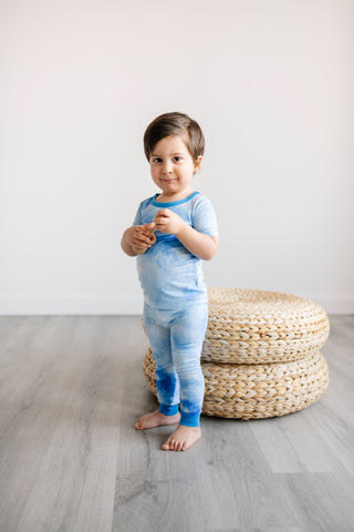 Little Sleepies Blue Watercolor Bamboo 2pc S/S Pajama Set, Little Sleepies, Bamboo Pajama, Bamboo Pajama Set, Bamboo Pajamas, Blue Rainbows, Blue Watercolor, CM22, Little Sleepies, Little Sle