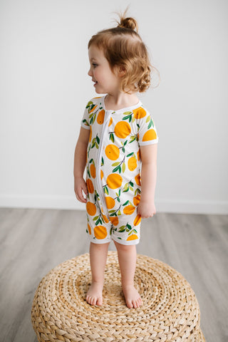 Little Sleepies Clementines Shorty Romper/Sleeper, Little Sleepies, Bamboo Pajamas, CM22, Footie, Little Sleepies, Little Sleepies Bamboo, Little Sleepies Shorty Romper/Sleeper, Reversible Zi