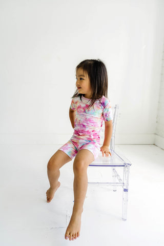 Little Sleepies Cotton Candy Tie Dye S/S 2pc Pajama Set w/Shorts, Little Sleepies, Bamboo Pajama, Bamboo Pajama Set, Bamboo Pajamas, CM22, Little Sleepies, Little Sleepies 2pc Pajama Set, Lit