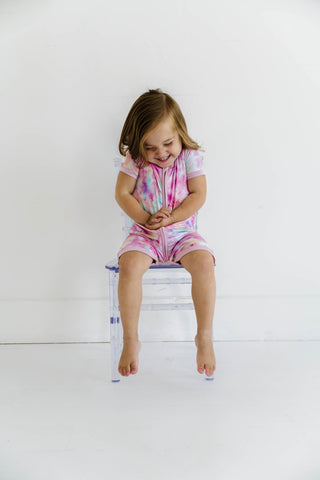 Little Sleepies Cotton Candy Tie Dye Shorty Romper/Sleeper, Little Sleepies, Bamboo Pajamas, CM22, Little Sleepies, Little Sleepies Bamboo, Little Sleepies Cotton Candy Tie Dye, Little Sleepi