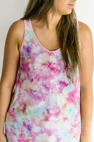Little Sleepies Cotton Candy Tie Dye Women's Tank Nightgown, Little Sleepies, CM22, Little Sleepies Cotton Candy Tie Dye, Little Sleepies Cotton Candy Tie Dye Women's Tank Nightgown, Little S