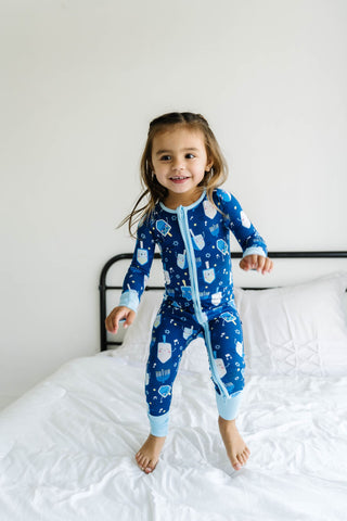Little Sleepies Dancing Dreidels Convertible Romper/Sleeper, Little Sleepies, Bamboo Pajama, Boys Hanukkah, Chanukah, Chanukah Pajamas, CM22, Family Hanukkah Pajamas, First Hanukkah, Girls Ha