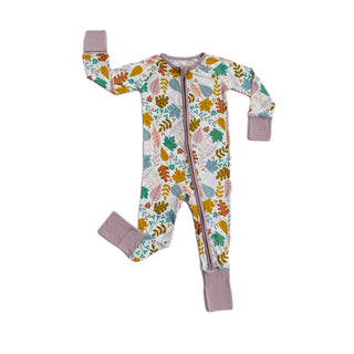 Little Sleepies Dusty Mauve Fall Leaves Convertible Romper/Sleeper, Little Sleepies, Bamboo Pajamas, CM22, Coverall, Footie, Little Sleepies, Little Sleepies Bamboo, Little Sleepies Dusty Mau