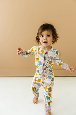 Little Sleepies Dusty Mauve Fall Leaves Convertible Romper/Sleeper, Little Sleepies, Bamboo Pajamas, CM22, Coverall, Footie, Little Sleepies, Little Sleepies Bamboo, Little Sleepies Dusty Mau