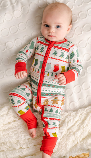 Little Sleepies Fair Isle Bamboo Convertible Romper/Sleeper, Little Sleepies, All Things Holiday, Bamboo Pajama, Christmas Pajama, Christmas Pajamas, CM22, Little Sleepies, Little Sleepies Ba