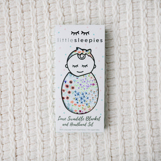 Little Sleepies Flower Fields Bamboo Swaddle & Headband Set, Little Sleepies, CM22, Little Sleepies, Little Sleepies Bamboo, Little Sleepies Bamboo Swaddle & Headband Set, Little Sleepies Flo