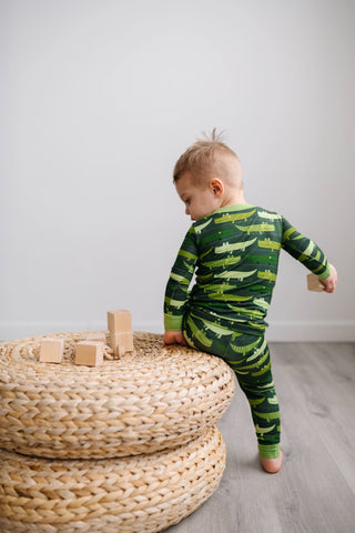 Little Sleepies Green Crocodiles Bamboo 2pc Pajama Set, Little Sleepies, Bamboo Pajama, Bamboo Pajama Set, Bamboo Pajamas, CM22, Little Sleepies, Little Sleepies Bamboo, Little Sleepies Croco