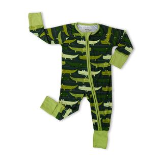 Little Sleepies Green Crocodiles Convertible Romper/Sleeper, Little Sleepies, Bamboo Pajamas, CM22, Coverall, Footie, Little Sleepies, Little Sleepies Bamboo, Little Sleepies Convertible Romp