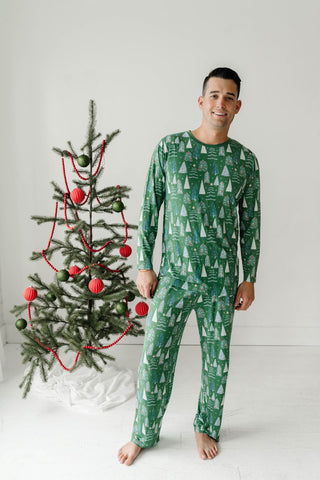Little Sleepies Green Twinkling Trees Men's 2pc Pajama Set, Little Sleepies, Adult Christmas Pajamas, All Things Holiday, Bamboo Pajama, Bamboo Pajama Set, Bamboo Pajamas, Christmas, Christma