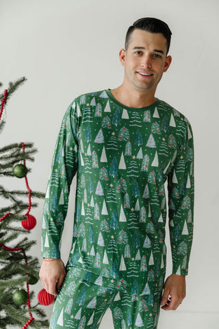 Little Sleepies Green Twinkling Trees Men's 2pc Pajama Set, Little Sleepies, Adult Christmas Pajamas, All Things Holiday, Bamboo Pajama, Bamboo Pajama Set, Bamboo Pajamas, Christmas, Christma