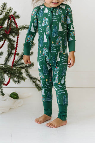 Little Sleepies Green Twinkling Trees Convertible Romper/Sleeper, Little Sleepies, All Things Holiday, Bamboo Pajama, Christmas Pajama, Christmas Pajamas, christmas Tree, Christmas Tree Pajam