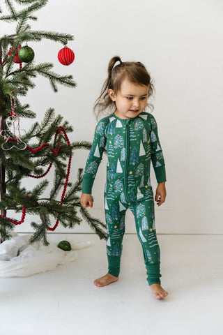 Little Sleepies Green Twinkling Trees Convertible Romper/Sleeper, Little Sleepies, All Things Holiday, Bamboo Pajama, Christmas Pajama, Christmas Pajamas, christmas Tree, Christmas Tree Pajam