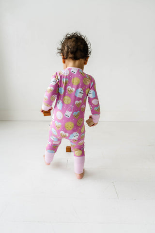 Little Sleepies Pink Cookies & Milk Convertible Romper/Sleeper, Little Sleepies, Bamboo Pajamas, CM22, Cookies & Milk, Coverall, Footie, Little Sleepies, Little Sleepies Bamboo, Little Sleepi