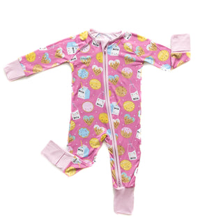Little Sleepies Pink Cookies & Milk Convertible Romper/Sleeper, Little Sleepies, Bamboo Pajamas, CM22, Cookies & Milk, Coverall, Footie, Little Sleepies, Little Sleepies Bamboo, Little Sleepi