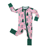 Little Sleepies Pink Twinkling Trees Convertible Romper/Sleeper, Little Sleepies, All Things Holiday, Bamboo Pajama, Christmas Pajama, Christmas Pajamas, christmas Tree, Christmas Tree Pajama