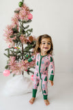 Little Sleepies Pink Twinkling Trees Convertible Romper/Sleeper, Little Sleepies, All Things Holiday, Bamboo Pajama, Christmas Pajama, Christmas Pajamas, christmas Tree, Christmas Tree Pajama