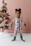 Little Sleepies Pink Twinkling Trees Convertible Romper/Sleeper, Little Sleepies, All Things Holiday, Bamboo Pajama, Christmas Pajama, Christmas Pajamas, christmas Tree, Christmas Tree Pajama
