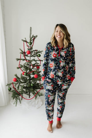 Little Sleepies Poinsettia Floral Women's Bamboo 2pc Pajama Set, Little Sleepies, Adult Christmas Pajamas, All Things Holiday, Bamboo Pajama, Bamboo Pajama Set, Bamboo Pajamas, Christmas, Chr