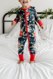 Little Sleepies Poinsettia Floral Convertible Romper/Sleeper, Little Sleepies, All Things Holiday, Bamboo Pajama, Christmas Pajama, Christmas Pajamas, CM22, Jolly Holiday Sale, Little Sleepie