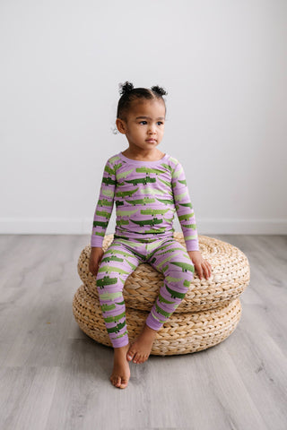 Little Sleepies Purple Crocodiles Bamboo 2pc Pajama Set, Little Sleepies, Bamboo Pajama, Bamboo Pajama Set, Bamboo Pajamas, CM22, Little Sleepies, Little Sleepies Bamboo, Little Sleepies Croc