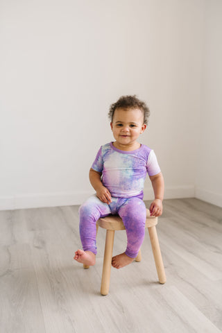 Little Sleepies Purple Watercolor Bamboo 2pc S/S Pajama Set, Little Sleepies, Bamboo Pajama, Bamboo Pajama Set, Bamboo Pajamas, CM22, Little Sleepies, Little Sleepies Bamboo, Little Sleepies 