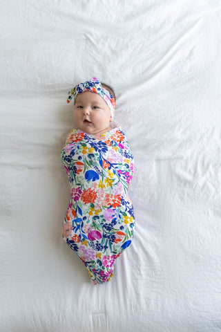 Little Sleepies Summer Garden Swaddle & Headband Gift Set, Little Sleepies, CM22, Little Sleepies, Little Sleepies Bamboo, Little Sleepies Bamboo Swaddle & Headband Set, Little Sleepies Summe