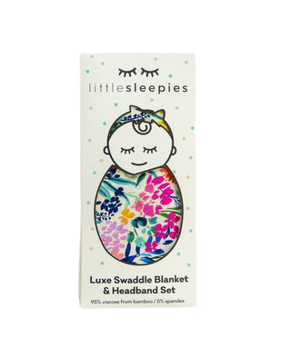 Little Sleepies Summer Garden Swaddle & Headband Gift Set, Little Sleepies, CM22, Little Sleepies, Little Sleepies Bamboo, Little Sleepies Bamboo Swaddle & Headband Set, Little Sleepies Summe