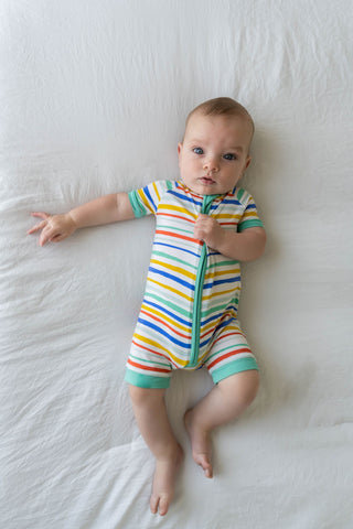 Little Sleepies Summer Stripe Shorty Romper/Sleeper, Little Sleepies, Bamboo Pajamas, CM22, Footie, Little Sleepies, Little Sleepies Bamboo, Little Sleepies Shorty Romper/Sleeper, Little Slee