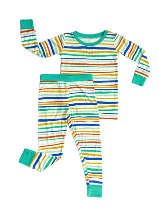 Little Sleepies Summer Stripe L/S 2pc Pajama Set, Little Sleepies, Bamboo Pajama, Bamboo Pajama Set, Bamboo Pajamas, CM22, Little Sleepies, Little Sleepies 2pc Pajama Set, Little Sleepies Bam