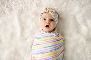 Little Sleepies Sunrise Stripe Bamboo Swaddle & Headband Set, Little Sleepies, CM22, Little Sleepies, Little Sleepies Bamboo, Little Sleepies Bamboo Swaddle & Headband Set, Little Sleepies Su