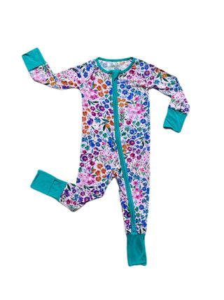 Little Sleepies Sweet Pea Floral Convertible Romper/Sleeper, Little Sleepies, Bamboo Pajamas, CM22, Coverall, Footie, Little Sleepies, Little Sleepies Bamboo, Little Sleepies Sweet Pea Floral