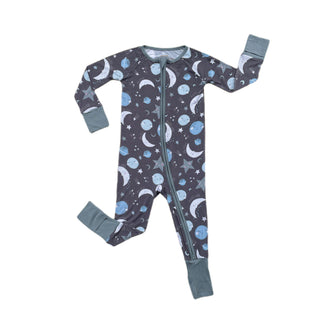 Little Sleepies To the Moon & Back Blue Convertible Romper/Sleeper, Little Sleepies, Bamboo Pajamas, CM22, Coverall, Footie, Little Sleepies, Little Sleepies Bamboo, Little Sleepies To the Mo