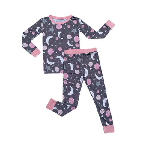 Little Sleepies To the Moon & Back Pink 2pc L/S Pajama Set, Little Sleepies, Bamboo Pajama, Bamboo Pajama Set, Bamboo Pajamas, Bestaroo Pajamas, CM22, Little Sleepies, Little Sleepies 2pc L/S