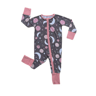 Little Sleepies To the Moon & Back Pink Convertible Romper/Sleeper, Little Sleepies, Bamboo Pajamas, CM22, Coverall, Footie, Little Sleepies, Little Sleepies Bamboo, Little Sleepies To the Mo