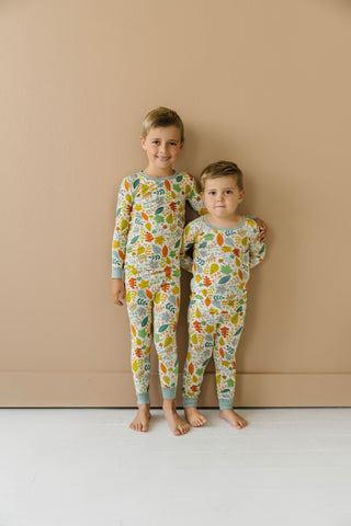 Little Sleepies Warm Taupe Fall Leaves 2pc L/S Pajama Set, Little Sleepies, Bamboo Pajama, Bamboo Pajama Set, Bamboo Pajamas, Bestaroo Pajamas, CM22, Little Sleepies, Little Sleepies 2pc L/S 