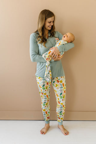 Little Sleepies Warm Taupe Fall Leaves Women's L/S Pajama Set, Little Sleepies, CM22, Little Sleepies Fall Leaves, Little Sleepies Two-Piece Women's Bamboo Pajama Set, Little Sleepies Warm Ta