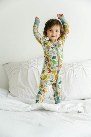Little Sleepies Warm Taupe Fall Leaves Convertible Romper/Sleeper, Little Sleepies, Bamboo Pajamas, CM22, Coverall, Footie, Little Sleepies, Little Sleepies Bamboo, Little Sleepies Fall Leave