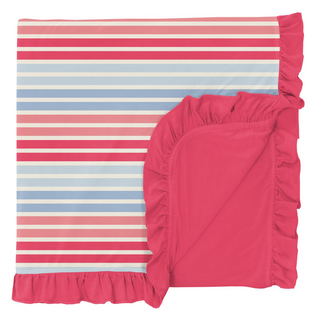 KicKee Pants Cotton Candy Stripe Ruffle Toddler Blanket, KicKee Pants, CM22, KicKee, KicKee Pants, KicKee Pants Cotton Candy Stripe, KicKee Pants Cotton Candy Stripe Ruffle Toddler Blanket, K