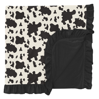 KicKee Pants Cow Print Ruffle Toddler Blanket, KicKee Pants, CM22, KicKee, KicKee Pants, KicKee Pants County Fair, KicKee Pants Cow Print, KicKee Pants Cow Print Ruffle Toddler Blanket, KicKe