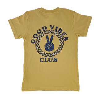 Tiny Whales Good Vibes Club Vintage Gold S/S Tee, Tiny Whales, Boys Clothing, cf-size-10y, cf-type-shirt, cf-vendor-tiny-whales, CM22, Made in the USA, Tiny Whales, Tiny Whales Boys Clothing,