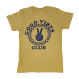 Tiny Whales Good Vibes Club Vintage Gold S/S Tee, Tiny Whales, Boys Clothing, cf-size-10y, cf-type-shirt, cf-vendor-tiny-whales, CM22, Made in the USA, Tiny Whales, Tiny Whales Boys Clothing,