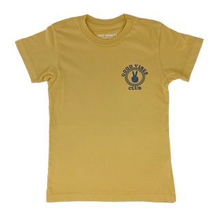 Tiny Whales Good Vibes Club Vintage Gold S/S Tee, Tiny Whales, Boys Clothing, cf-size-10y, cf-type-shirt, cf-vendor-tiny-whales, CM22, Made in the USA, Tiny Whales, Tiny Whales Boys Clothing,
