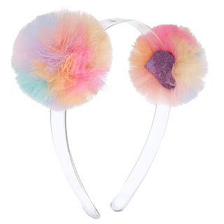 Lilies & Roses Tulle Pom Pom Headband-Rainbow, Lilies & Roses, Acrylic Headband, Cyber Monday, Lilie & Roses, Lilie & Roses Headband, Lilies & Roses Pom Pom, Lilies & Roses Rainbow Tulle Pom 