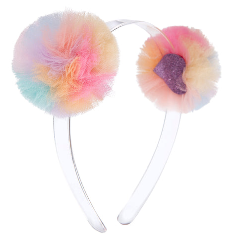 Lilies & Roses Tulle Pom Pom Headband-Rainbow, Lilies & Roses, Acrylic Headband, Cyber Monday, Lilie & Roses, Lilie & Roses Headband, Lilies & Roses Pom Pom, Lilies & Roses Rainbow Tulle Pom 