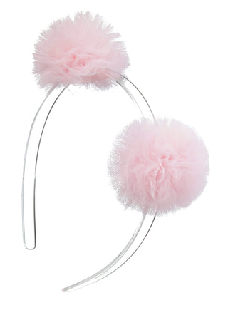 Lilies & Roses Tulle Pom Pom Headband-Light Pink, Lilies & Roses, Acrylic Headband, Cyber Monday, Lilie & Roses, Lilie & Roses Headband, Lilies & Roses Light Pink Tulle Pom Pom Headband, Lili