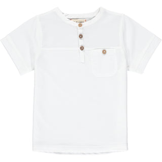 Me & Henry White Boardwalk Pique Henley S/S Shirt, Me & Henry, Henley Tee, JAN23, Me & Henry, Me & Henry Boardwalk Pique Henley S/S Shirt, Me & Henry White Boardwalk Pique Henley S/S Shirt, M