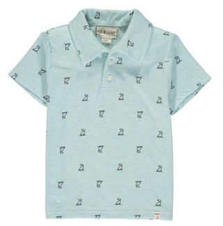 Me & Henry Aqua Henry Dog Print S/S Polo Shirt, Me & Henry, JAN23, Me & Henry, Me & Henry Aqua Henry Dog Print S/S Polo Shirt, Me & Henry Polo Shirt, Me and Henry, Me and Henry Aqua Henry Dog