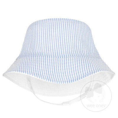Boys Reversible Light Blue Seersucker Sun Hat
